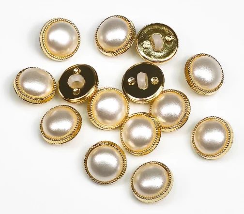 Пуговица Sandra "Жемчужина", на ножке, 12,5 мм, пластик, золото