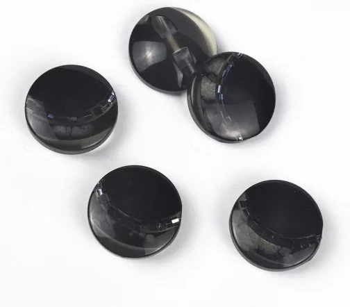 Пуговицы, Union Knopf, круглые, с полосой бисера внутри, на ножке, пластик, цвет черный, 23 мм