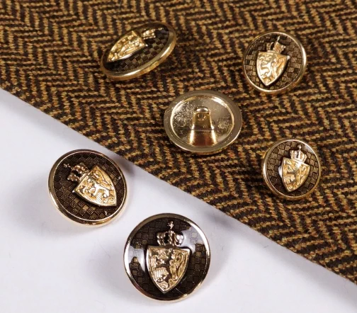 Пуговица Sandra "Герб Лев", на ножке, 20 мм, металл/эмаль, золото/т.болот, 1417Z-32-1/5006