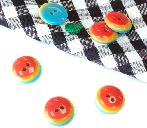 Пуговицы, Union Knopf, "Радуга", 2 отв., пластик, цвет красн/оранж/желт/голуб, 12 мм