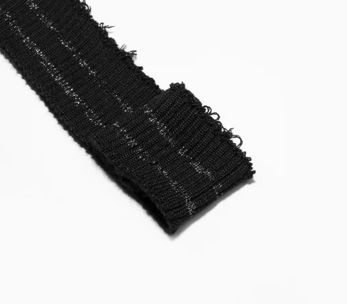 Кромка трикотаж с полосками, цвет черный/серебряный меланж