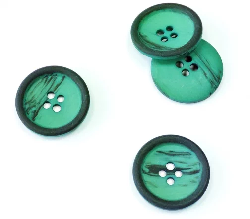 Пуговица Sandra с т-серым ободком, 22 мм, 4 отв., пластик, зеленый, 75618-36-4C