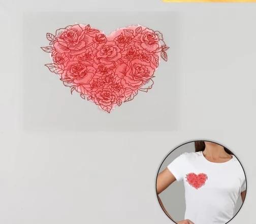 Термотрансфер "Сердце из роз", 9,5х8см, 3715825