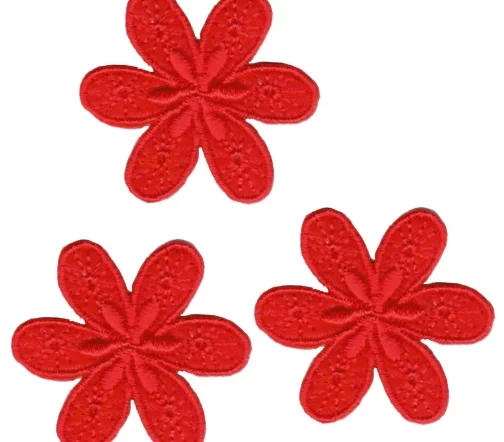 Термоаппликации HKM "Цветочки", цвет красный, 4 см, 3 шт, арт. 33547