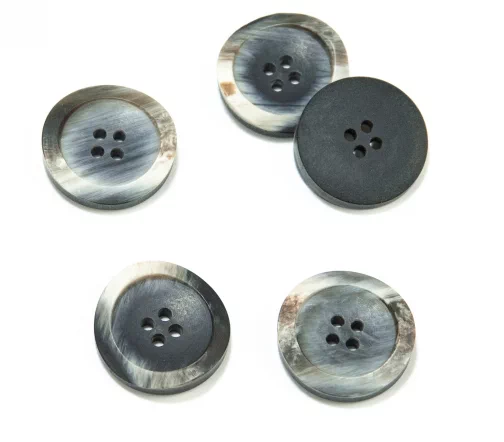 Пуговица Union Knopf, 4 отв., пластик, цвет т.серый, 23 мм