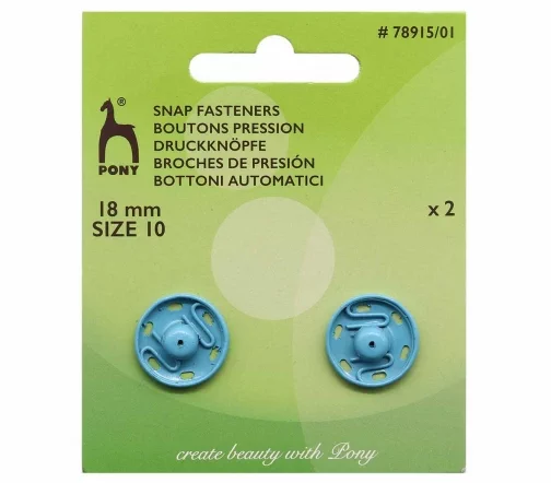 78915/01 PONY Кнопки одежные 18 мм, латунь, голубые, 2 шт.