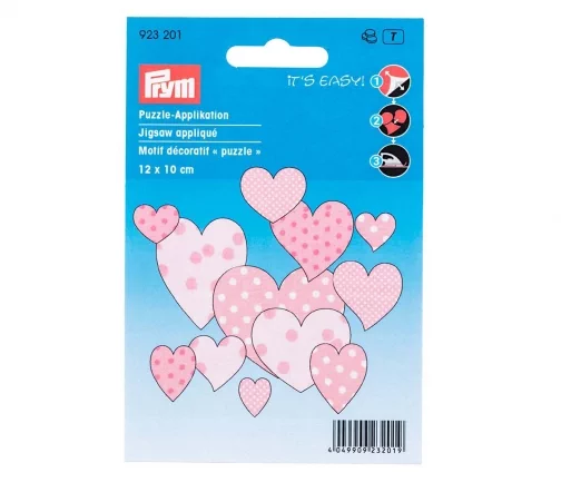 923201 Термоаппликация "Пазл Сердца розовые", 12шт, Prym