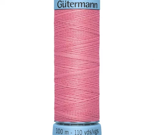 Нить Silk S303 для тонких швов, 100м, 100% шелк, цвет 889 нежно-розовый, Gutermann 744590