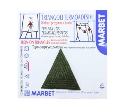 Термотреугольники Marbet для закрепления швов вышитые, 3,5 см, 4 шт., зеленый защитный