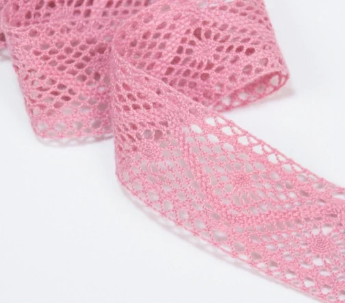 Мерсеризованное кружево IEMESA, ширина 30 мм, цвет розовый