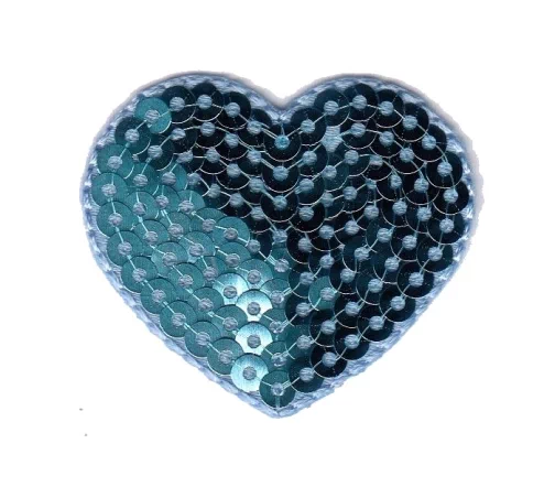Термоаппликация Marbet "Сердце с пайетками", 3,7 x 4,3 см, цвет голубой, 569954.F