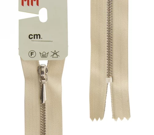 Молния RiRi металл, Ni, слайдер Tropf, 3 мм, неразъёмная, 18 см, цвет 2230, светло-бежевый