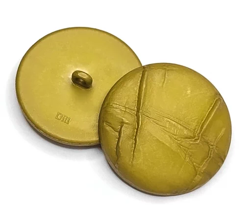 Пуговица DILL "мятая", на ножке, пластик, цвет желто-зеленый, 38 мм