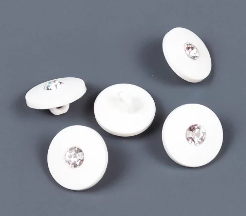 Пуговица DILL с кристаллом, на ножке, пластик, цвет прозрачный/белый, 18 мм