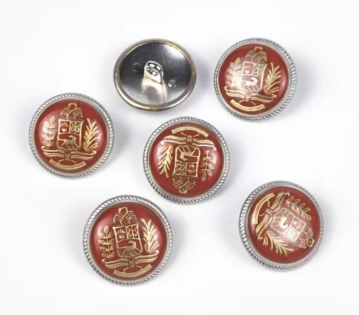 Пуговицы, Union Knopf, "Герб, с эмалью, круглые", на ножке, металл, цвет терракотовый, 20 мм