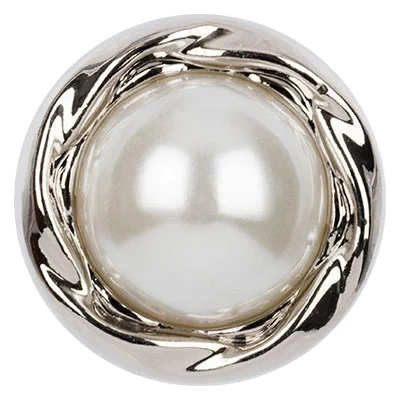 Пуговица, с жемчужиной, на ножке, 17 мм, металл, цвет никель, G0232-1