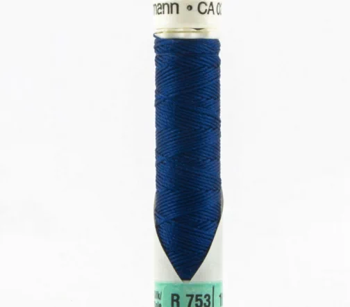 Нить Silk R 753 для фасонных швов, 10м, 100% шелк, цвет 905 ярко-синий, Gutermann 703184