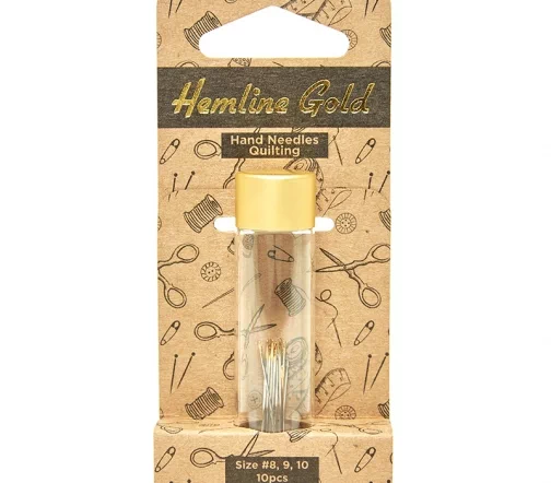 282G.810.HG Иглы ручные с остр.конч. и золотым ушком для квилтинга, в баночке, №8-10, 10 шт, Hemline