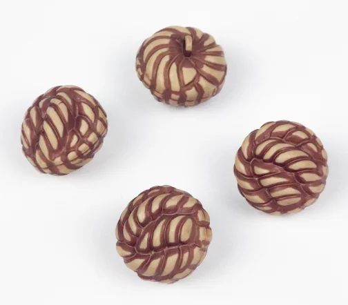 Пуговица, Union Knopf, "Рогалик", на ножке, пластик, цвет оттенки бежевого, 23 мм