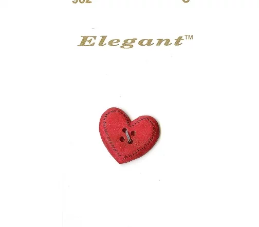 Пуговица Elegant "Сердце", арт. 962 C, 4 отв., 20х20 мм, дерево, бордовый