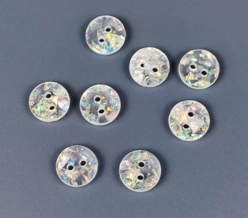 Пуговица Битое стекло, 2отв., пластик, цв. прозрачный, 12 мм