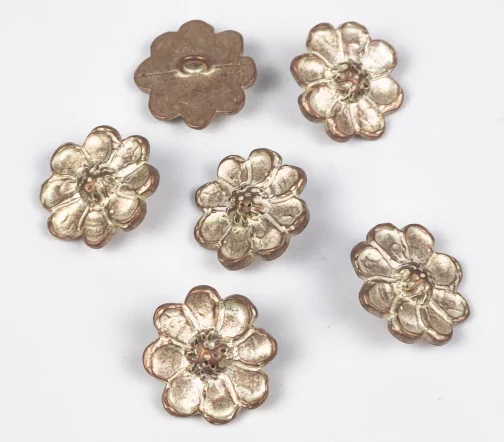 Пуговица, Union Knopf, "Ромашка", на ножке, металл, цвет золото, 23 мм