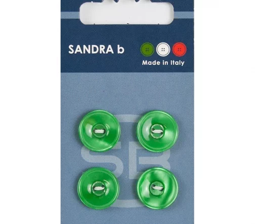 Пуговицы Sandra, 15 мм, 2 отв., пластик, 4 шт., салатовый, CARD078