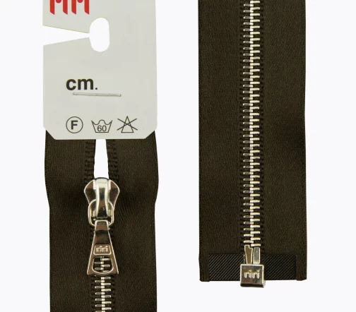 Молния RiRi атласная, металл, разъём, 1замок 4мм 65см, подв.Flach, цепь Ni, цвет 2226, т.коричневый