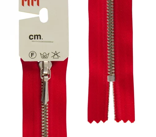 Молния RiRi металл, Ni, слайдер Tropf, 3 мм, неразъёмная, 18 см, цвет 2407, красный