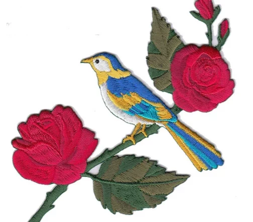 Термоаппликация "Птица на веточке роз", 16 х 9 см, 565024