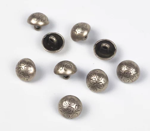 Пуговица, Union Knopf, "Узор из листьев", на ножке, металл, цвет никель, 12 мм