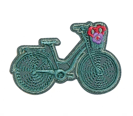 Термоаппликация HKM "Велосипед с цветами", 5,3 х 3,5 см, цвет св.зеленый