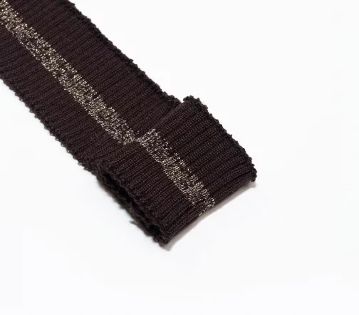 Кромка трикотаж с полоской, цвет коричневый/золотой меланж