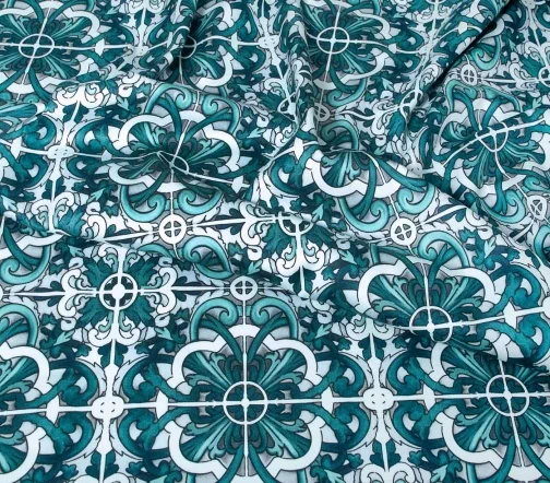 Сатин "Майолика", оттенки зеленого, 11035-2