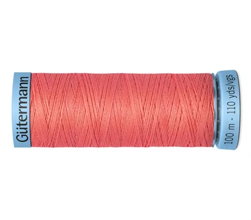 Нить Silk S303 для тонких швов, 100м, 100% шелк, цвет 896 грейпфрутовый, Gutermann 744590