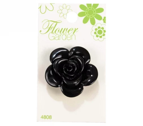 Пуговица, Flower Garden, арт. 4808, на ножке, 34 мм, пластик, черный