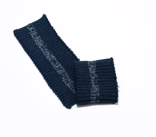 Манжеты трикотаж с полоской, цвет темно-синий/серебряный меланж