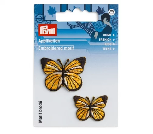 926696 Термоаппликации "Бабочки желтые с черным", 3,5х2,5см и 2,5х2см, 2 шт., Prym