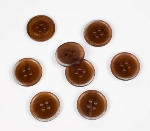 Пуговицы, Union Knopf, "Круглые с каймой", 4 отв., пластик, цвет светло-коричневый, 20 мм