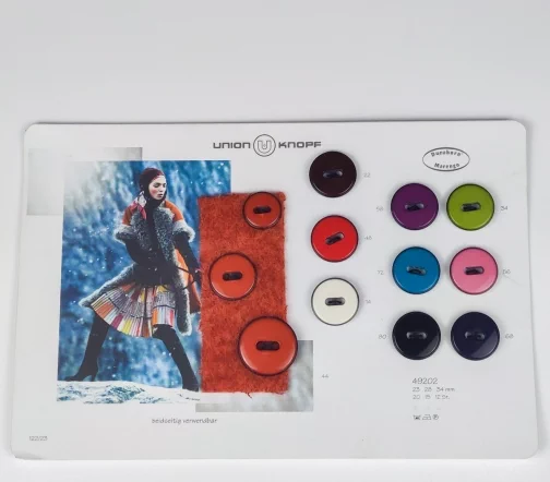 Пуговицы, Union Knopf, "Круглые, прорезь-полоса", глянец, 2 отв., пластик, цвет терракотовый, 34 мм