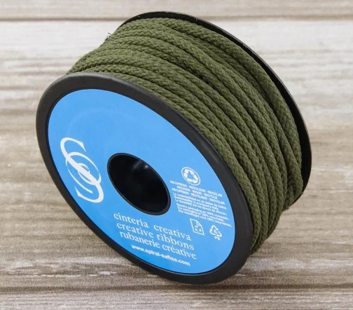 Шнур плетеный SAFISA, 4 мм, цвет темный хаки, 25281-4-26