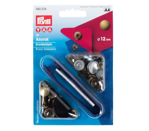 390334 Кнопки Anorak, латунь, цвет бронза, 12 мм, 10 шт, Prym