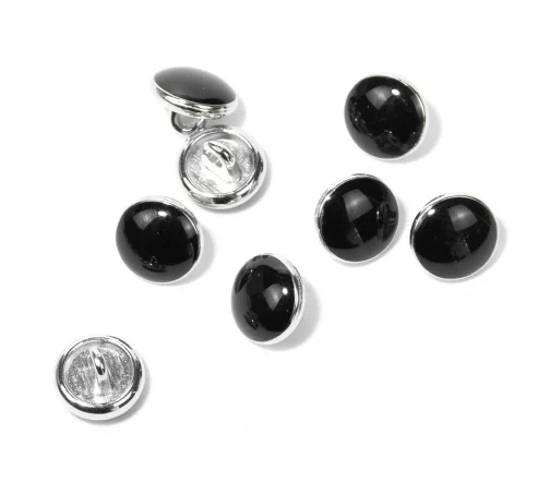 Пуговица Union Knopf, на ножке, металл/пластик, цвет черный/серебро, 10 мм