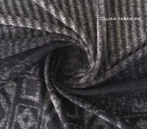 Лоден шерстяной "Полоска и орнамент", купон, 61944к