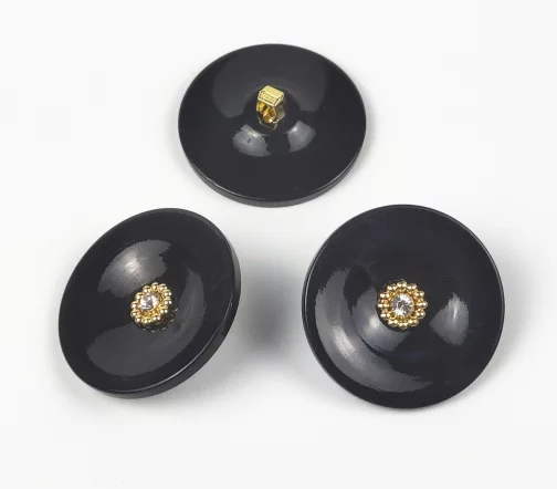 Пуговица, Union Knopf, страз Swarovski, на ножке, пластик, цвет синий, 34 мм