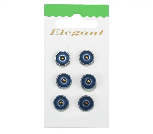 Пуговицы Disboton, 11 мм, на металл.ножке, пластик, 6 шт., темно-синий/золотой