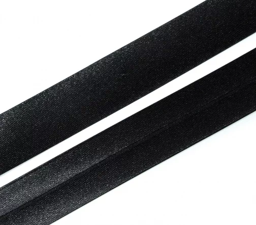 Косая бейка SAFISA атласная, 20 мм, п/э, цвет 001, черный