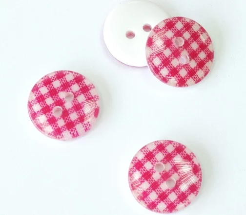 Пуговицы, Union Knopf, "Круглые в клеточку", 2 отверстия, пластик, цвет малиновый, 18 мм
