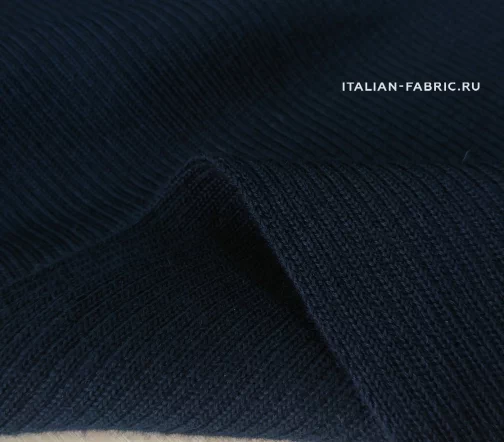 Трикотаж резинка, полушерсть, цвет синий, ALP46-12