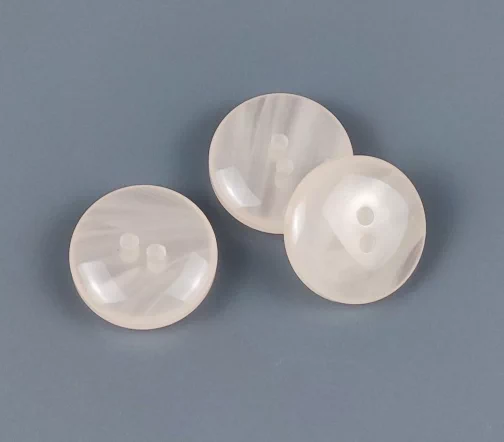 Пуговицы, Union Knopf, "Круглые, дымчатые", 2 отверстия, пластик, цвет бежево-молочный, 18 мм